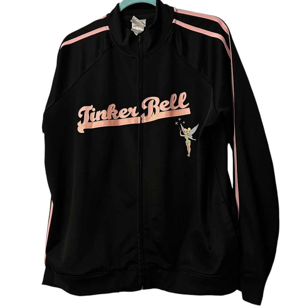 Disney Store Tinker Bell full-zip tracksuit jacket, women’s XXL. Pink stripes
